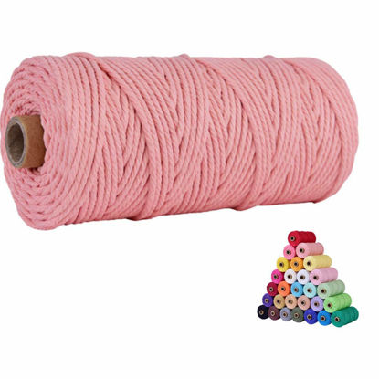 Picture of flipped 100% Natural Macrame Cotton Cord,3mm x109 Yard Twine String Cord Colored Cotton Rope Craft Cord for DIY Crafts Knitting Plant Hangers Christmas Wedding Décor (Meat Pink, 3mm*109yards)
