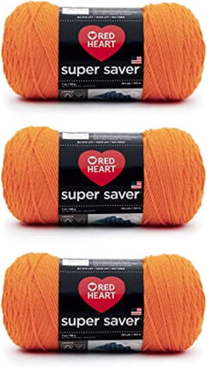 Picture of Red Heart Super Saver Pumpkin Yarn - 3 Pack of 198g/7oz - Acrylic - 4 Medium (Worsted) - 364 Yards - Knitting/Crochet