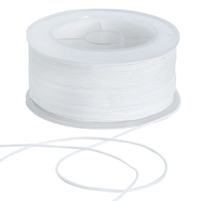 Picture of TONIFUL 0.8mm x 70 Yards White Nylon Cord Satin String for Bracelet Jewelry Making Rattail Macrame Waxed Trim Cord Necklace Bulk Beading Thread Kumihimo Chinese Knot Craft