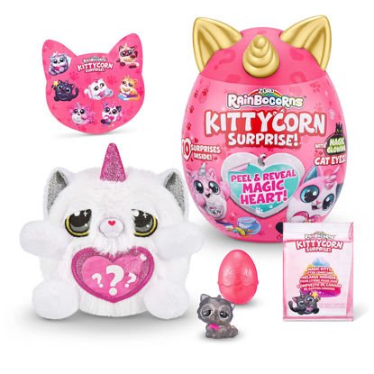 Picture of Rainbocorns Kittycorn Surprise Series 1 (Chinchilla Cat) by ZURU, Collectible Plush Stuffed Animal, Surprise Egg, Sticker Pack, Jelly Slime Poop, Ages 3+ for Girls, Children