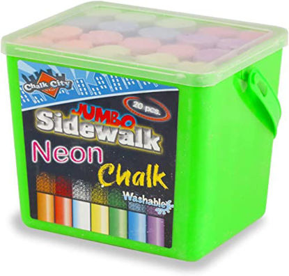 Picture of Chalk City Sidewalk Neon Chalk, 20 Count Chalk, Jumbo Chalk, Washable, Art Set
