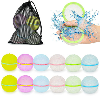 Picture of 98K Reusable Water Balloons Self Sealing Easy Quick Fill, Silicone Water Balls Summer Fun Outdoor Water Toys Games for Kids Adults Outside Play, Bath Backyard Swimming Pool Party Supplies (12 PCS)