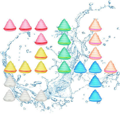 Picture of Reusable Water Balloons - Quick Fill, 24 Pcs, Self Sealing, Magnetic, Refillable Water Balloons, Silicone Made, Best Summer Water Toys, Poop Shape