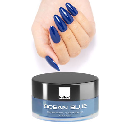 Picture of Nailboo PREMIUM (Deep Navy Blue) Ocean Blue Nail Dip Powder DIY Nails Dip Powder Long-Lasting Dip Nails Nail Dip Strengthener No UV Lamp Needed, For use with Nailboo Essential Liquids