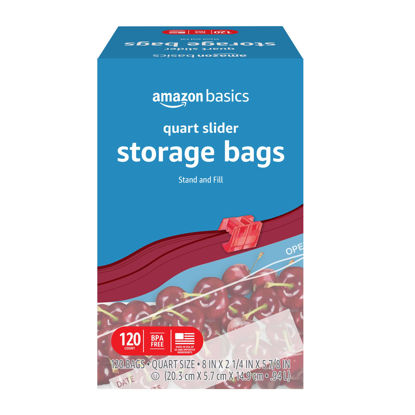 Picture of Amazon Basics Slider Quart Food Storage Bags, 120 Count (Previously Solimo)