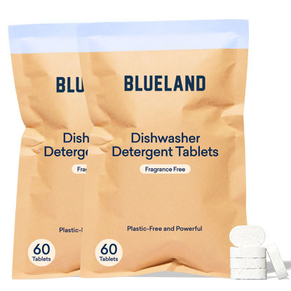 Picture of BLUELAND Dishwasher Detergent Tablet Refill 2 Pack, 120 Tablets, Plastic-Free Alternative to Pods, Sheets, or Liquid - Natural, Sustainable, Eco-Friendly Dishwasher Detergent - 120 Washes