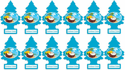 Picture of LITTLE TREES Car Air Freshener | Hanging Paper Tree for Home or Car | Caribbean Colada | 12 Pack