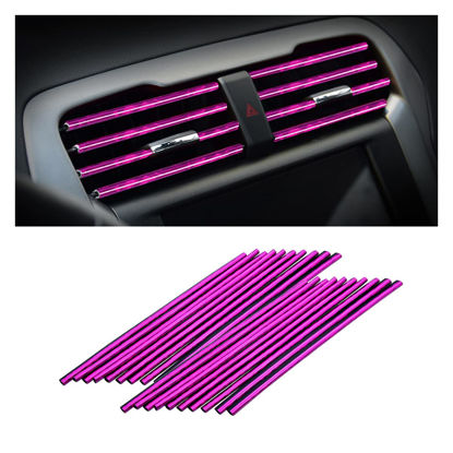 Picture of 20 Pieces Car Air Conditioner Decoration Strip for Vent Outlet, Universal Waterproof Bendable Air Vent Outlet Trim Decoration, Suitable for Most Air Vent Outlet, Car Accessories (Ice Purple)