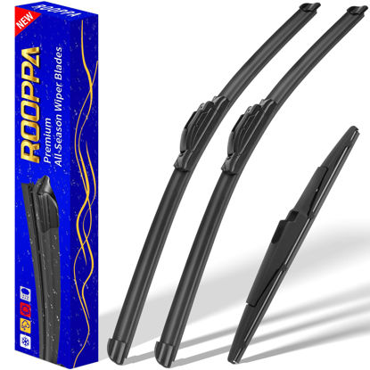 Picture of 3 wipers Replacement for 2013-2018 Hyundai Santa Fe, Windshield Wiper Blades Original Equipment Replacement - 26"/14"/13" (Set of 3) U/J HOOK