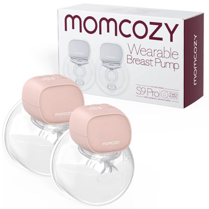 Picture of Momcozy Hands Free Breast Pump S9 Pro Updated, Wearable Breast Pump of Longest Battery Life & LED Display, Double Portable Electric Breast Pump with 2 Modes & 9 Levels - 24mm, 2 Pack Pink
