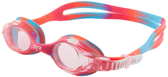 Picture of TYR Youth Tie Dye Swimple Goggles, Pink/White, One Size, Age 3-10