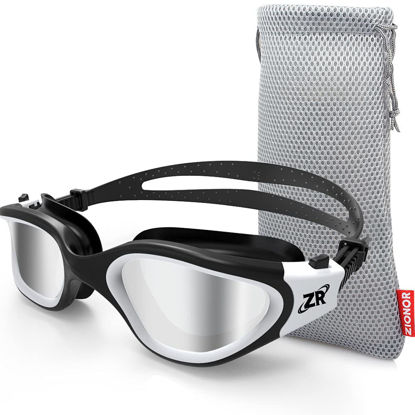 Picture of ZIONOR Swim Goggles, G1 Polarized Swimming Goggles UV Protection Anti-fog Adjustable Strap for Adult Men Women (Polarized Light Mirror Silver Lens)