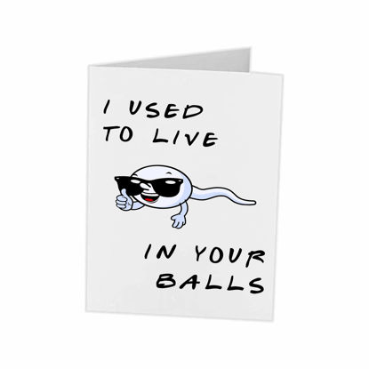 Picture of Christmas Card For Dad | I Used To Live In Your Balls Funny Hilarious Cards | Custom Print Personalized For First Father From Son Daughter