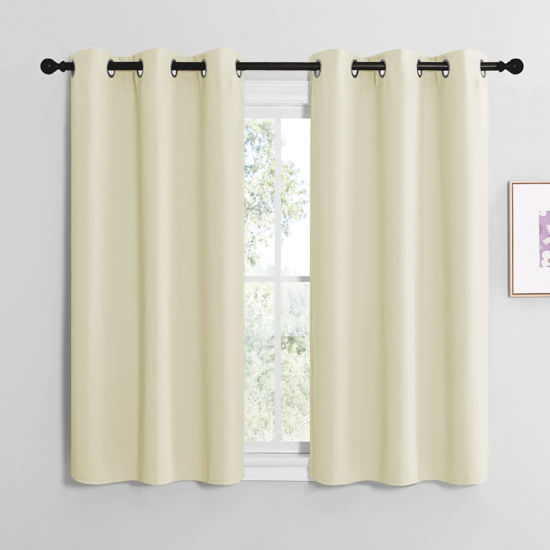 Picture of NICETOWN Kitchen Curtains for Decoration, Thermal Insulated Grommet Room Darkening Draperies/Panels for Laundry (Beige, 2 Panels, W42 x L48 inches)
