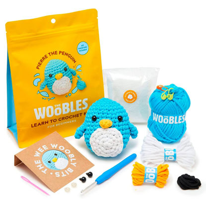 Picture of The Woobles Beginners Crochet Kit with Easy Peasy Yarn as seen on Shark Tank - with Step-by-Step Video Tutorials - Pierre The Penguin