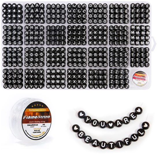  Eppingwin 1400 pcs Letter Beads, 4x7 mm Acrylic Beads, Beads  for Jewelry Making, Beads for Bracelet Making, Alphabet Beads, in 28 Grid  Box (White and Black)
