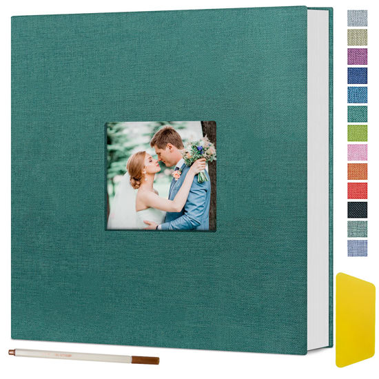 Boic Self Adhesive Photo Album Magnetic Scrapbook 40 Pages, Linen Vintage Scrap Book Memory Book, Birthday Gifts Wedding Anniversary Presents (Blue