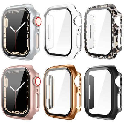 Picture of [6Pack] Tensea for Apple Watch Screen Protector Case SE 2022 Series 6 5 4 SE 44mm Accessories, iWatch Hard PC Protective Face Cover with Tempered Glass Film, Ultra-Thin Guard Bumper Women Men, 44 mm