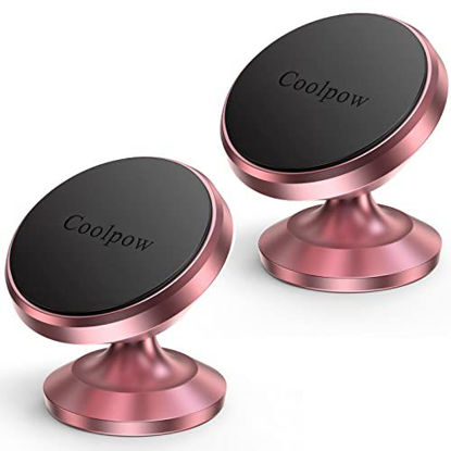 Picture of 【2-PACK】Magnetic phone holder for car, [ Super Strong Magnet ] [ with 4 Metal Plate ] iPhone Magnetic car mount for cell phone, [ 360° Rotation ] Universal Dashboard car Mount Fits All Smartphones