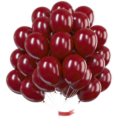 Picture of PartyWoo Retro Red Balloons, 50 pcs 12 Inch Burgundy Balloons, Maroon Balloons for Balloon Garland Arch as Party Decorations, Birthday Decorations, Wedding Decorations, Baby Shower Decorations