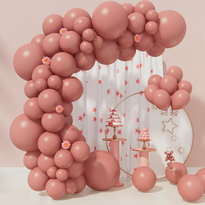 Picture of Dusty Pink Balloons 85pcs Vintage Dusty Pink Balloon Garland Arch Kit 5/10/12/18 Inch Different Sizes Dusty Pink Matte Latex Balloon for Birthday Wedding Bridal Shower Baby Shower Party Decorations