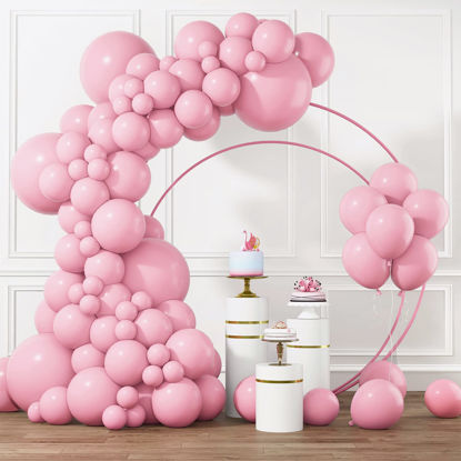 Picture of RUBFAC Pastel Pink Balloons Different Sizes 105pcs 5/10/12/18 Inch for Garland Arch, Macaron Pink Latex Balloons for Birthday, Wedding Baby Shower Gender Reveal Anniversary Pink Party Decorations