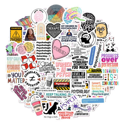 Picture of 100Pcs Funny Psychology Stickers for Laptop, Therapy Stickers, Funny Psychology Gifts for Women & Men, Gifts for Psychologists, Psychology Gifts for Professors, Psychology Major Gifts for Students