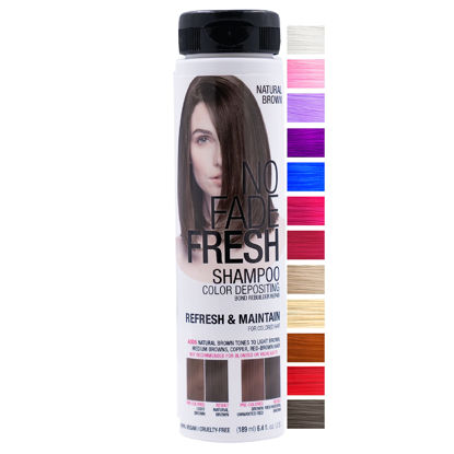 Picture of No Fade Fresh Hair Color Depositing Shampoo with BondHeal Bond Rebuilder - Maintain & Refresh Color, Temporary Hair Color Dye - Sulfate, Paraben, and Ammonia Free (Natural Brown)