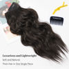 Picture of KooKaStyle Invisible Wire Hair Extensions with Transparent Headband Adjustable Size 4 Secure Clips Long Wavy Secret Wire Hairpiece 20 Inch Natural Black for Women