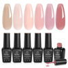 Picture of Beetles Gel Nail Polish Kit, 6 PCS Jelly Gel Polish Nude Pink Color Gel Neutral Nail Art Design Translucent Gel Nail Kits Soak Off Nail Lamp Cured Nail Manicure DIY Home Mother's Day Gifts for Women