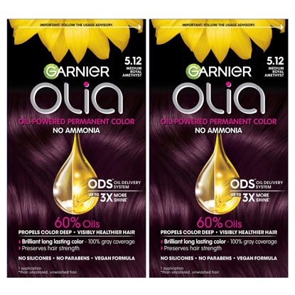 Picture of Garnier Hair Color Olia Ammonia-Free Brilliant Color Oil-Rich Permanent Hair Dye, 5.12 Medium Royal Amethyst, 2 Count (Packaging May Vary)