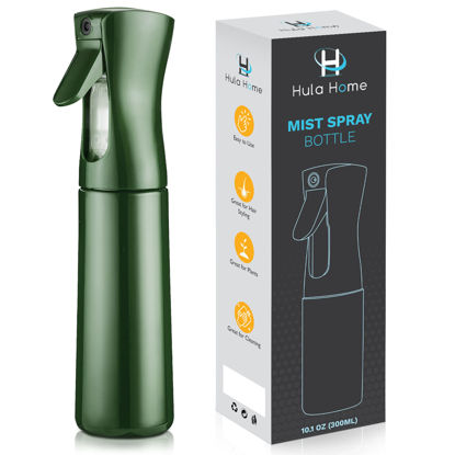 Picture of Hula Home Continuous Spray Bottle (10.1oz/300ml) Empty Ultra Fine Plastic Water Mist Sprayer - For Hairstyling, Cleaning, Salons, Plants, Essential Oil Scents & More - Green