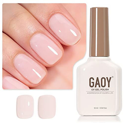 Picture of GAOY Sheer Light Pink Gel Nail Polish, 16ml Jelly Milky White Peach Translucent Color 1352 UV Light Cure Gel Polish for Nail Art DIY Manicure and Pedicure at Home