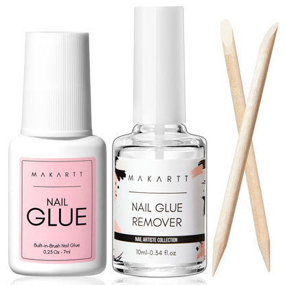 Picture of Makartt Nail Glue with Glue Remover Kit, Super Strong Nail Glue 7ML for Acrylic Nails Press On Nails,10ML Glue Off Fake Nails, Remover for Super Glue, Nail Polish Easy Application Nail Art Supplies