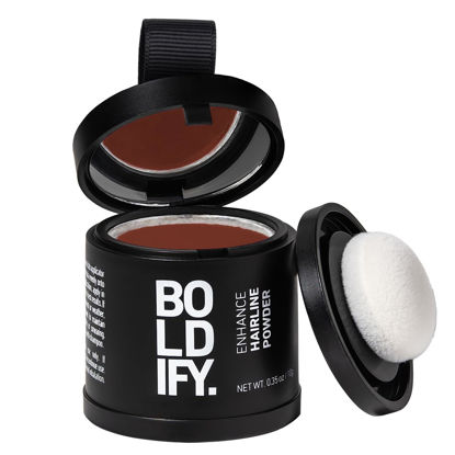 Picture of BOLDIFY Hairline Powder - LARGER 10g Bottle - Root Touch Up Powder - Instantly Conceals Hair Loss - Hair Toppers for Women & Men, Hair Powder for Thinning, Stain-Proof 48 Hour Formula (Auburn)
