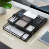 Picture of Monitor Stand with Drawer, Monitor Stand, Monitor Riser Mesh Metal, Desk Organizer, Monitor Stand with Storage, Desktop Computer Stand for PC, Laptop, Printer - HUANUO