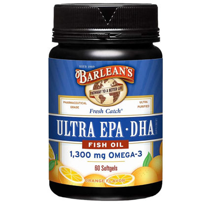 Picture of Barlean's Fish Oil Omega 3 Supplement, Ultra EPA DHA Fatty Acid Softgels for Joint, Brain, & Heart Health Supplements, 1000mg Orange Flavored Fish Oil Pills, 60 Count