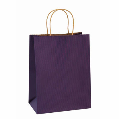 Picture of BagDream Gift Bags 8x4.25x10.5 Inches 100Pcs Paper Bags with Handles Bulk, Shopping Bags Kraft Bags Retail Bags Craft Bags 100% Recyclable Paper Gift Bags Purple