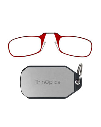 Picture of ThinOptics unisex adult Keychain Case + Reading Glasses, Red, 44 mm US