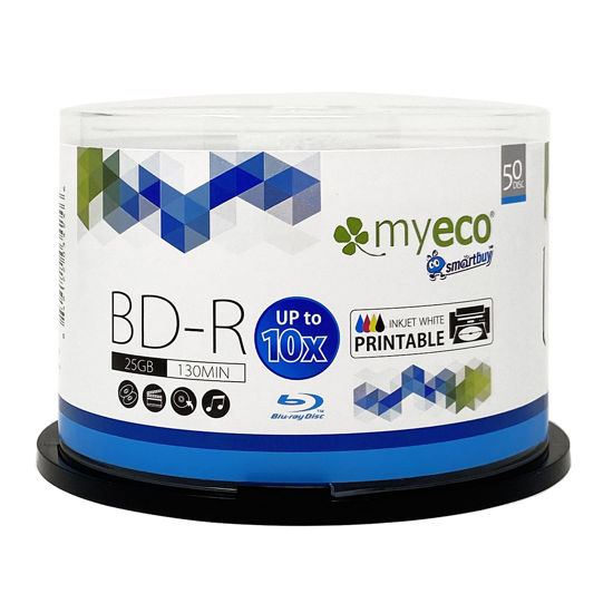 GetUSCart- 50 Pack Myeco Bd-r BDR Blu-ray 25gb Upto 10x White Inkjet ...