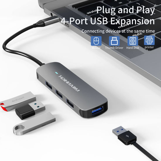 GetUSCart- USB Hub MEANHIGH 4 Port USB 3.0 Hub for Laptop USB 2.0 Multi ...