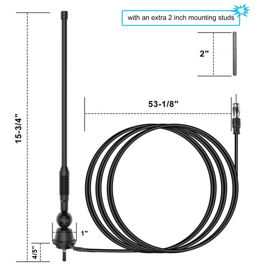 Eightwood Marine Boat Radio Antenna 16 Inch Rubber Duck Flexible Mast FM AM Stereo