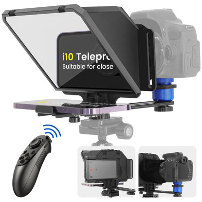 Picture of ILOKNZI 7.7 inch Phone Teleprompter Kit W/Bluetooth Remote Control and Tempered Optical Glass for Smartphone/DSLR/DV Camcorder, iOS/Android Compatible S-Teleprompter App