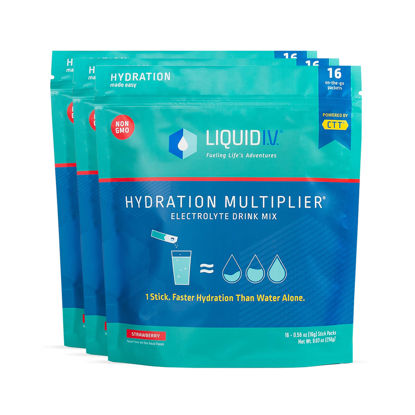 Picture of Liquid I.V. Hydration Multiplier - Strawberry - Hydration Powder Packets | Electrolyte Drink Mix | Easy Open Single-Serving Stick | Non-GMO | 48 Sticks