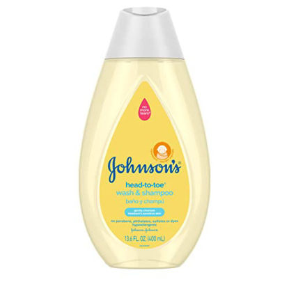 Picture of Johnson's Head-to-Toe Gentle Baby Wash & Shampoo, Tear-Free, Sulfate-Free & Hypoallergenic Bath Wash for Baby's Sensitive Skin & Hair, pH Balanced, Washes Away 99.9% of Germs 13.6 fl. oz