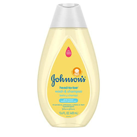 Picture of Johnson's Head-to-Toe Gentle Baby Wash & Shampoo, Tear-Free, Sulfate-Free & Hypoallergenic Bath Wash for Baby's Sensitive Skin & Hair, pH Balanced, Washes Away 99.9% of Germs 13.6 fl. oz