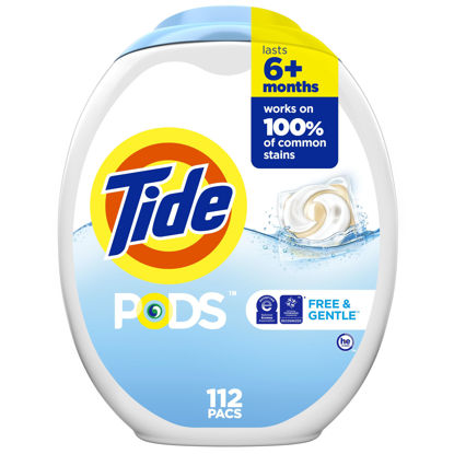 Picture of Tide PODS Free and Gentle Laundry Detergent Soap Pacs 112 ct HE Compatible and Coldwater Clean