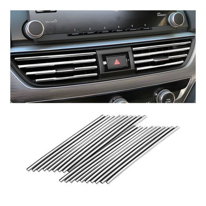 Picture of 20 Pieces Car Air Conditioner Decoration Strip for Vent Outlet, Universal Waterproof Bendable Air Vent Outlet Trim Decoration, Suitable for Most Air Vent Outlet, Car Interior Accessories (Silver)