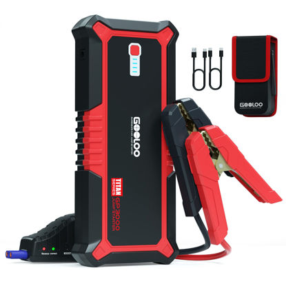 GetUSCart- GOOLOO Quick Charge In & Out Port, 800A Peak SuperSafe Car Jump  Starter (Up to 4.5L Gas) 12V Auto Battery Booster Charger Portable Power  Pack, Built-in LED Flashlight, Black/Red