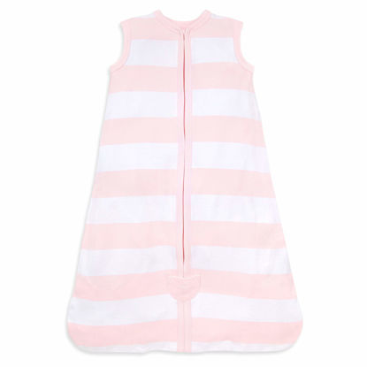Picture of Burt's Bees Baby unisex baby Beekeeper Blanket, 100% Organic Cotton, Swaddle Transition Sleeping Bag Wearable Blanet, Rugby Stripe Blossom, Small US